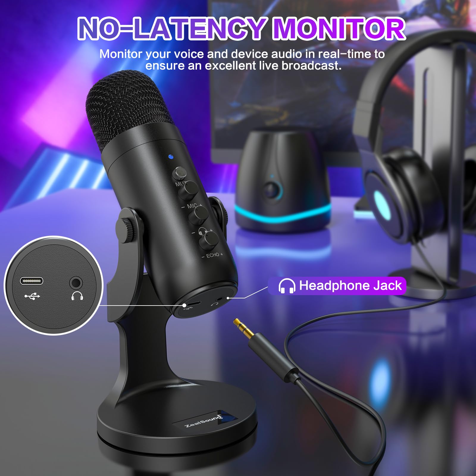 ZealSound K66 perillas de ganancia, volumen y eco para control directo del audio