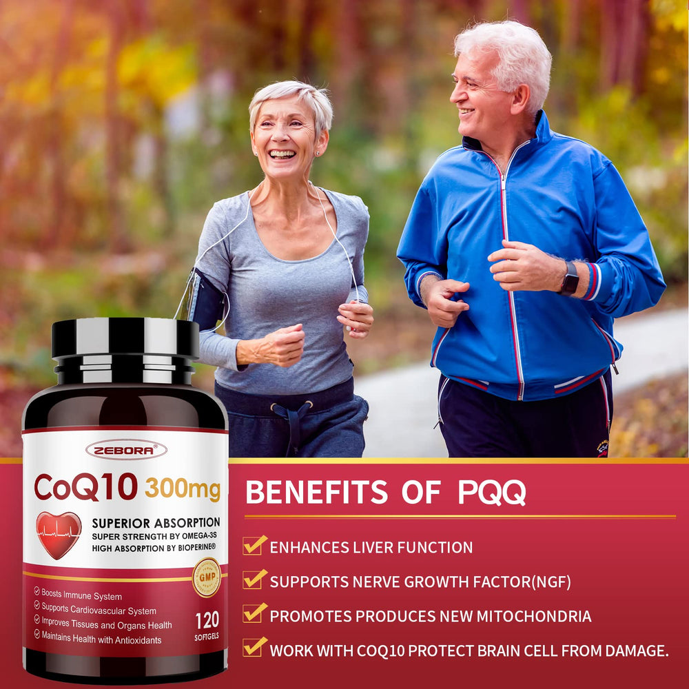 ZEBORA etiqueta con ingredientes PQQ, CoQ10 y omega-3 destacados