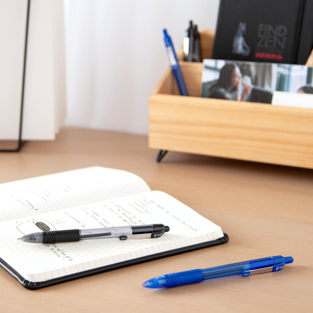 Zebra Pen comparativa de tamaño y pack para almacenamiento práctico
