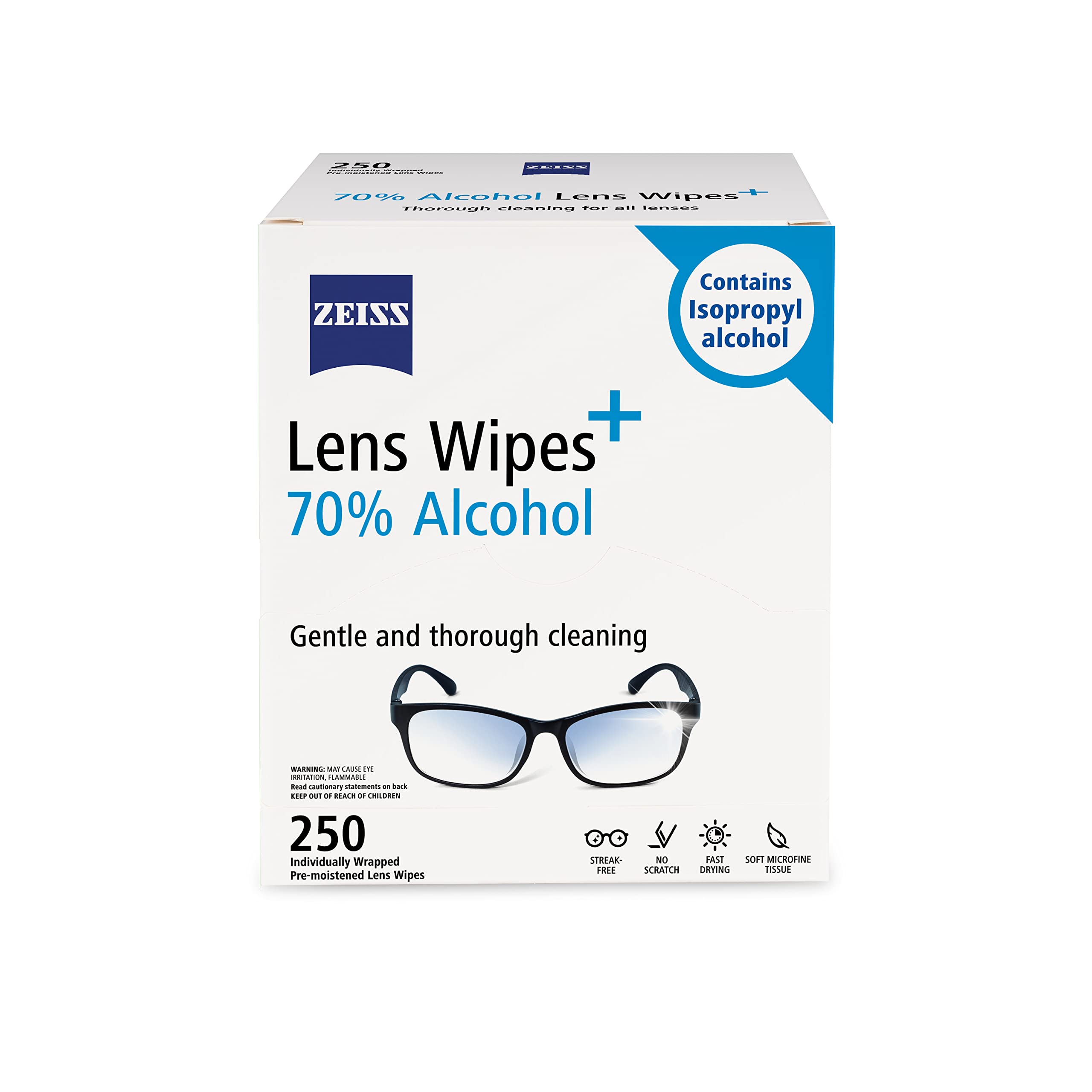 ZEISS paquete frontal con 250 toallitas, práctico y listo para usar