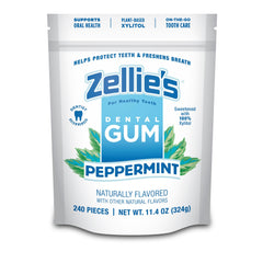 Zellie's empaque frontal mostrando 240 chicles y beneficio frescor