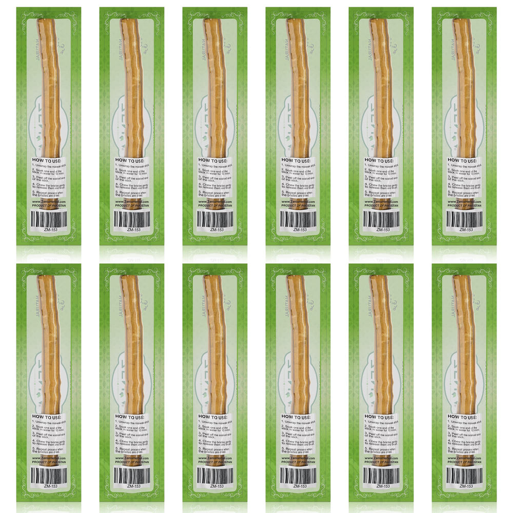 Zenia miswak detalle de fibras expuestas mostrando textura limpiadora natural