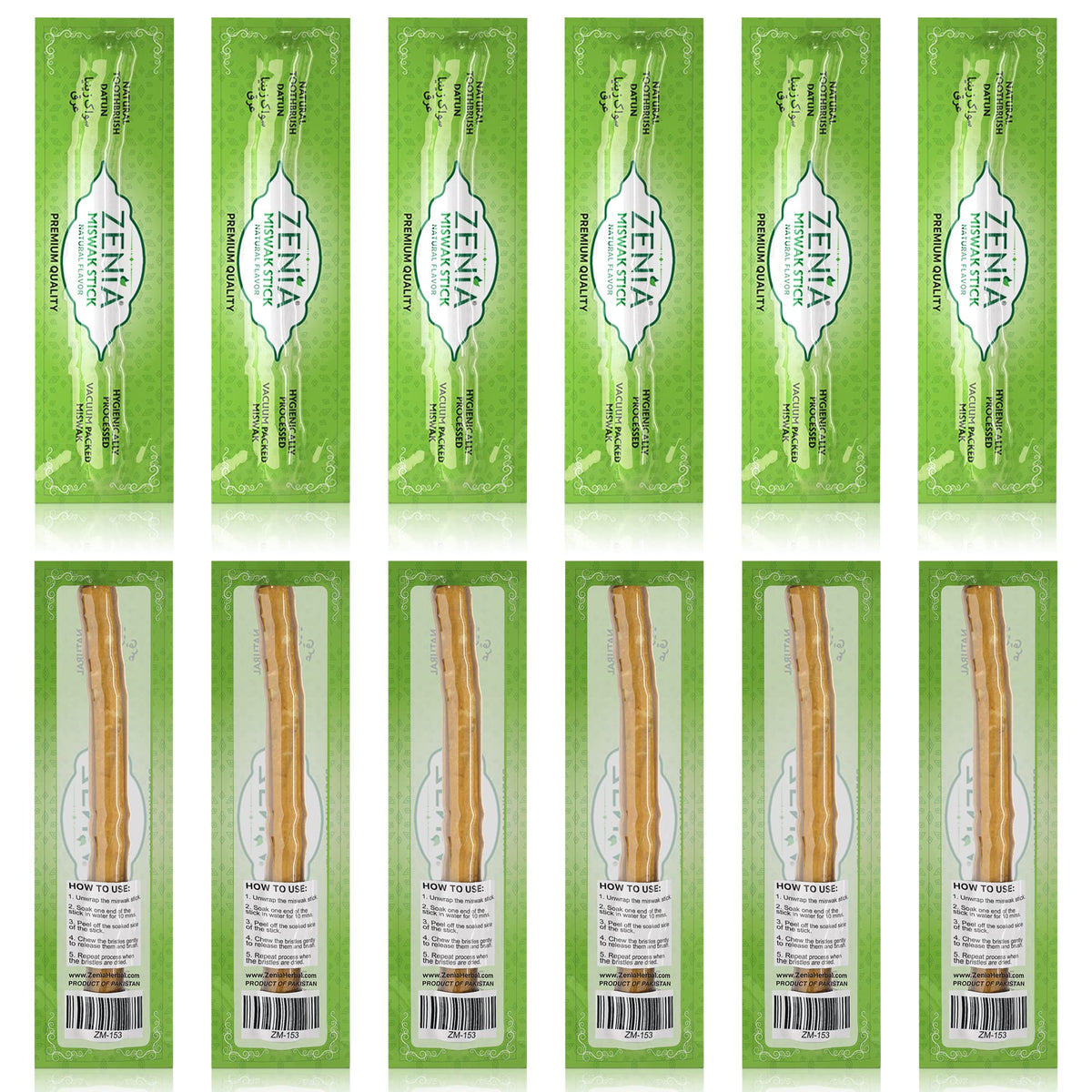 Zenia miswak frontal del paquete sellado al vacío, conservación y frescura