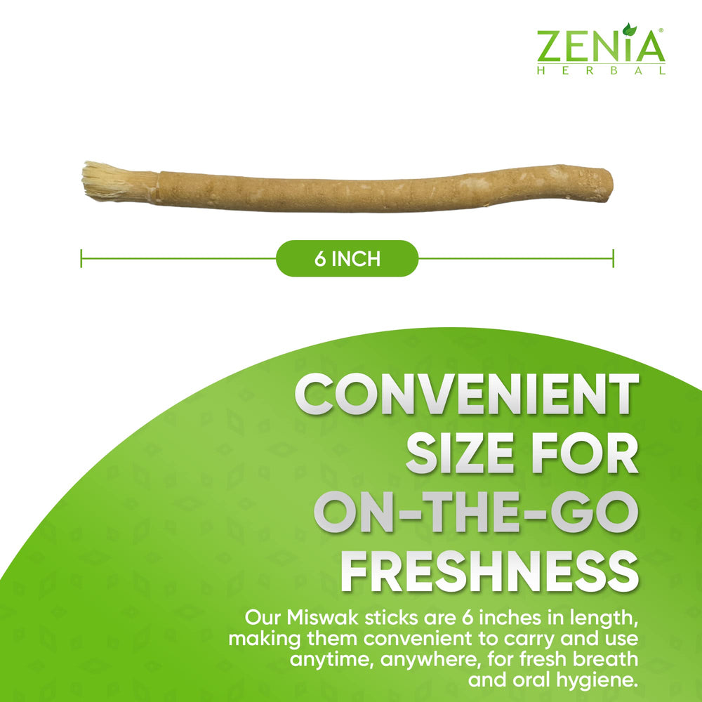 Zenia miswak etiqueta con instrucciones claras y uso tradicional seguro