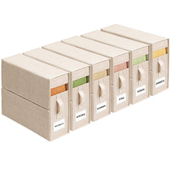 ZenStorage vista frontal del estuche beige mostrando orden y protección