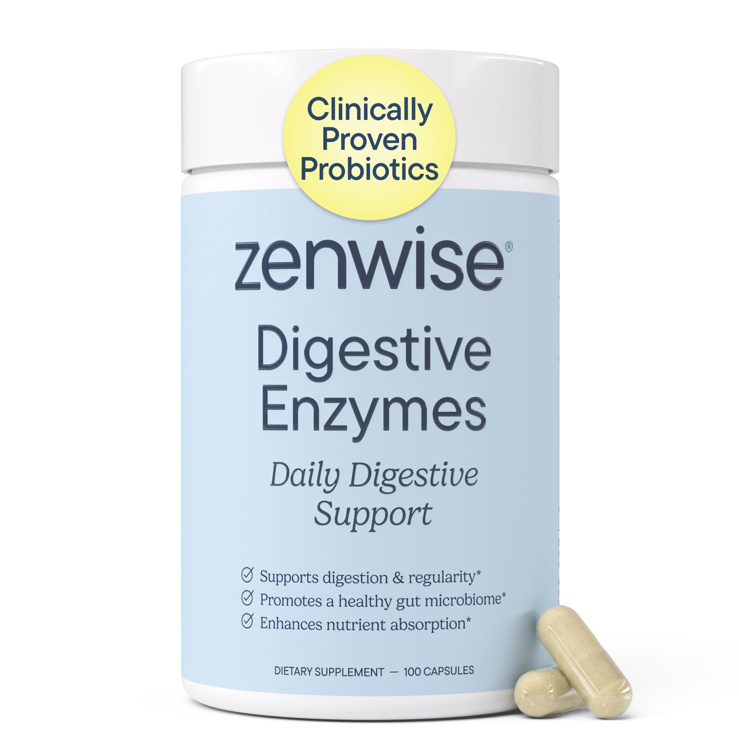 Zenwise Health frente del envase mostrando beneficios para digestión