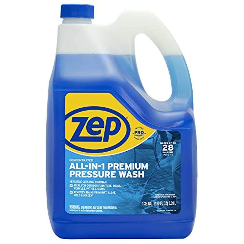 Zep frasco concentrado 5.09 L mostrando etiqueta y capacidad para limpieza eficaz