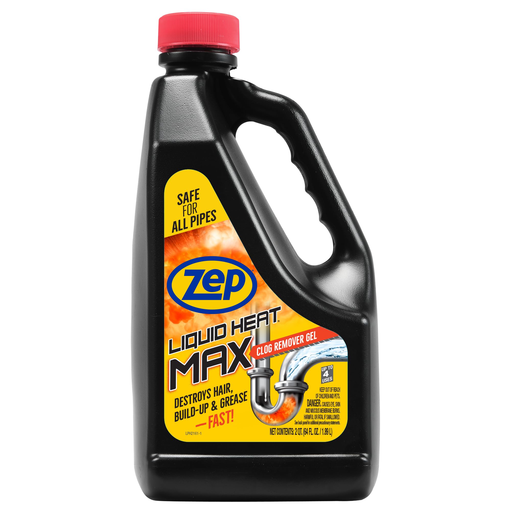 Zep Liquid Heat Max frente del empaque mostrando la botella y beneficio de potencia máxima