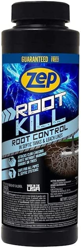 Zep Root Kill frontal del envase mostrando la etiqueta y uso profesional