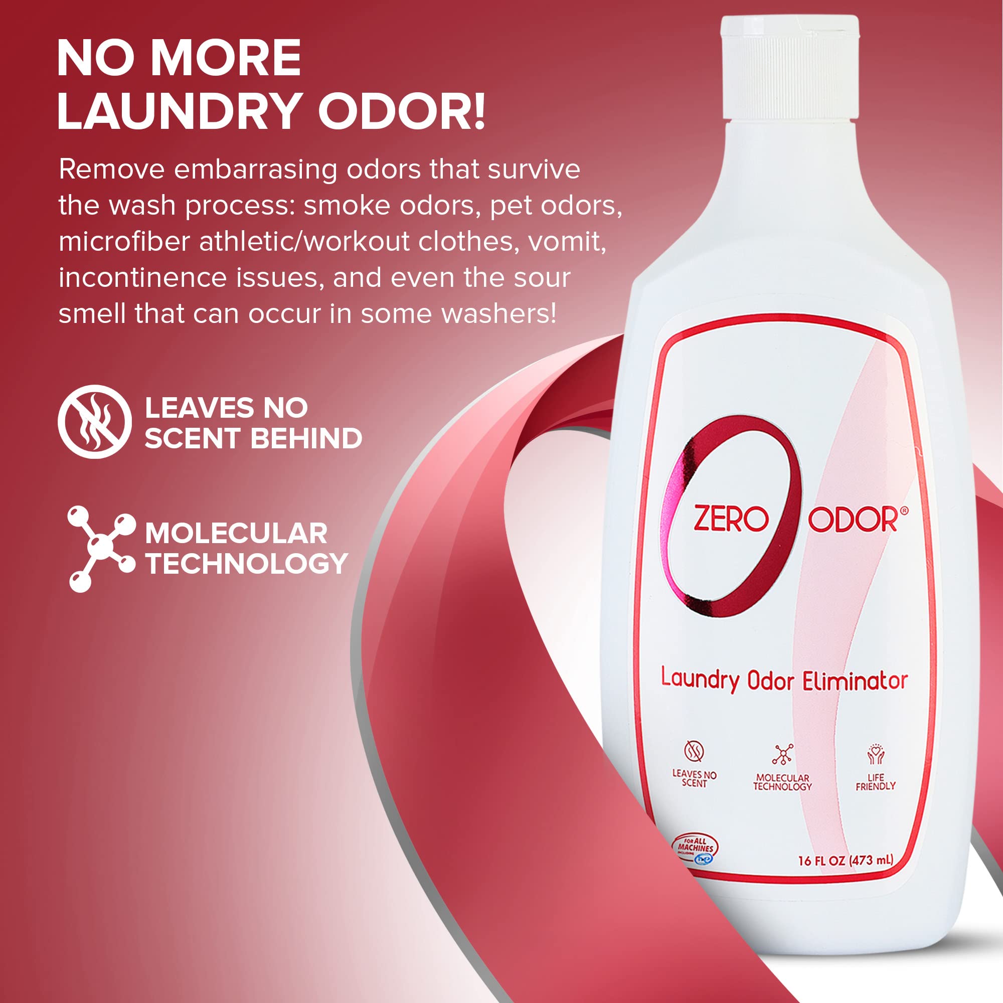 Zero Odor textura líquida vertiéndose, beneficiando la disolución en lavado