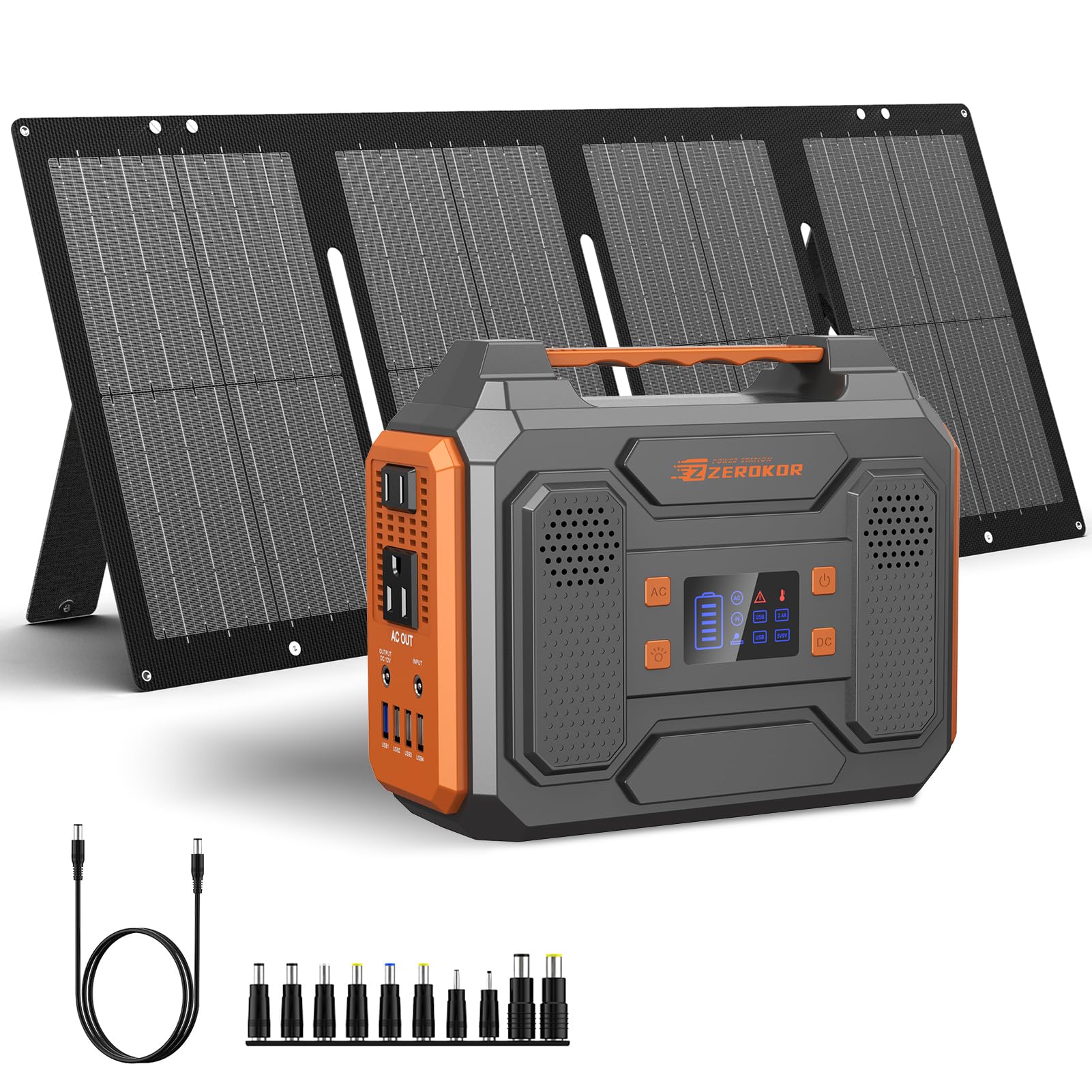ZeroKor 300W front view showing handles and outputs, easy transport benefit