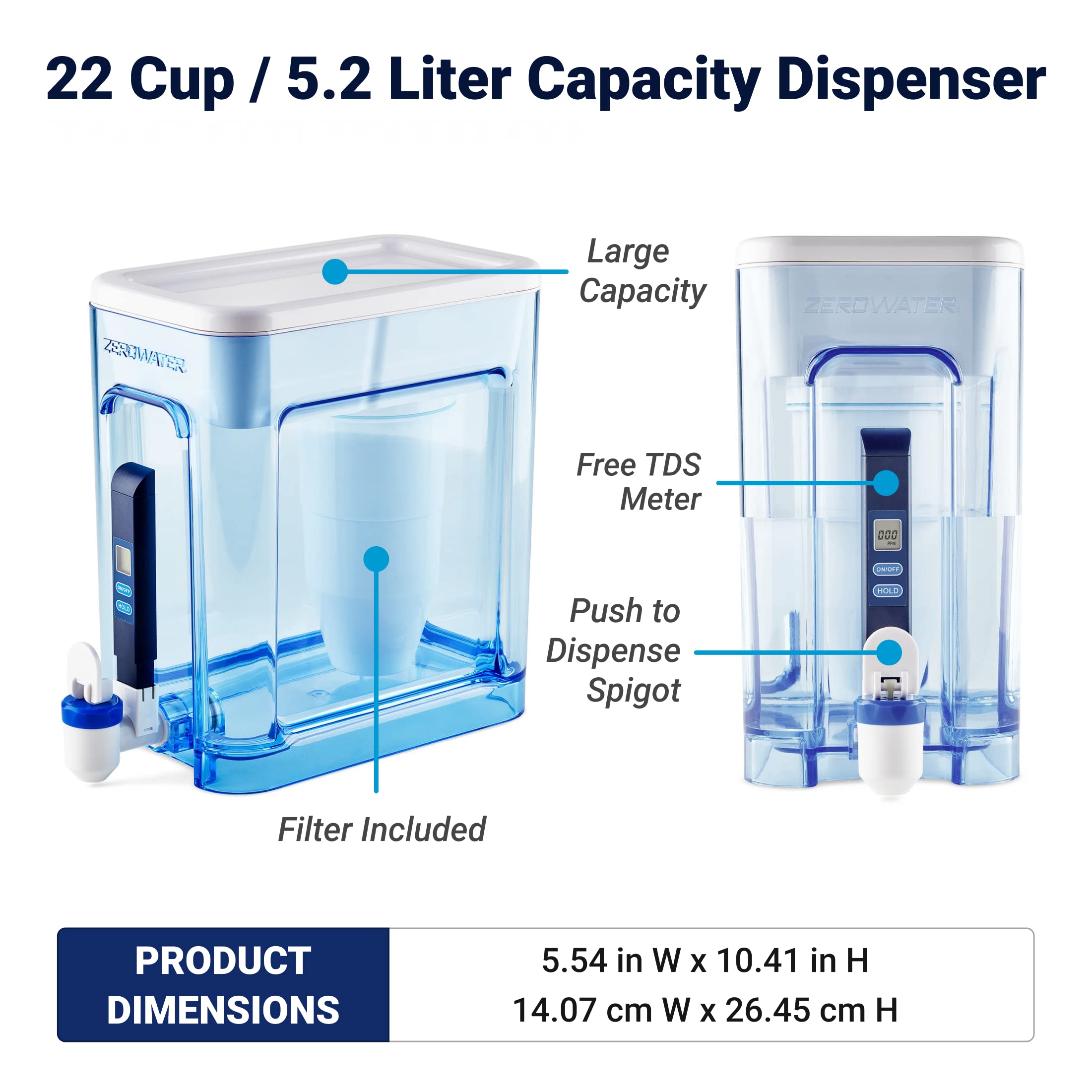 ZeroWater cartucho 5 etapas visible para filtrado profundo y eficacia