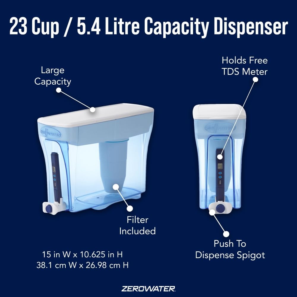 ZeroWater primer plano del cartucho 5 etapas mostrando la tecnología de filtrado