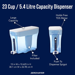 ZeroWater primer plano del cartucho 5 etapas mostrando la tecnología de filtrado