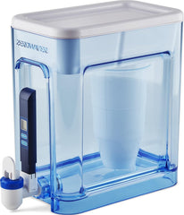 ZeroWater dispensador frontal 22 tazas mostrando capacidad y diseño práctico