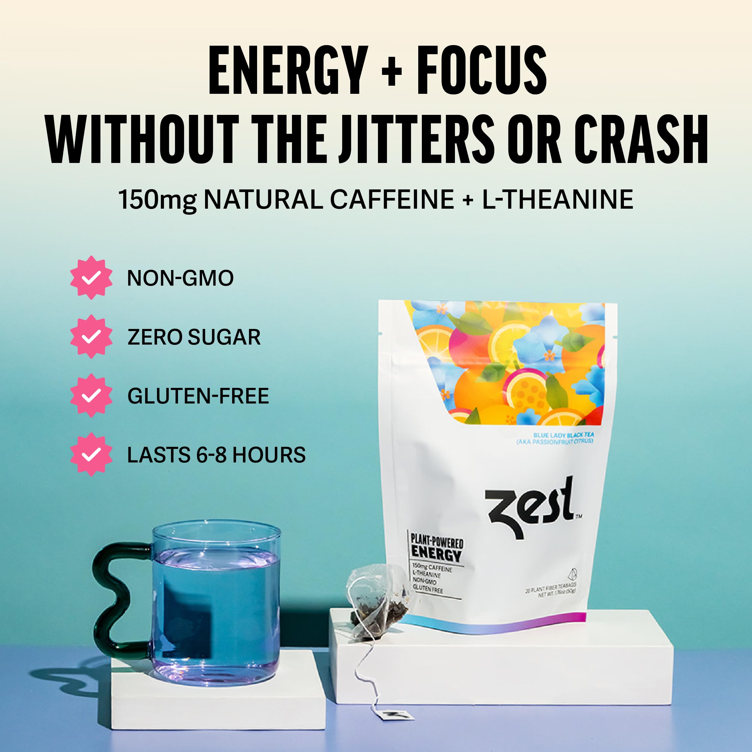 Zest bolsita piramidal en primer plano libera sabor y aroma intenso