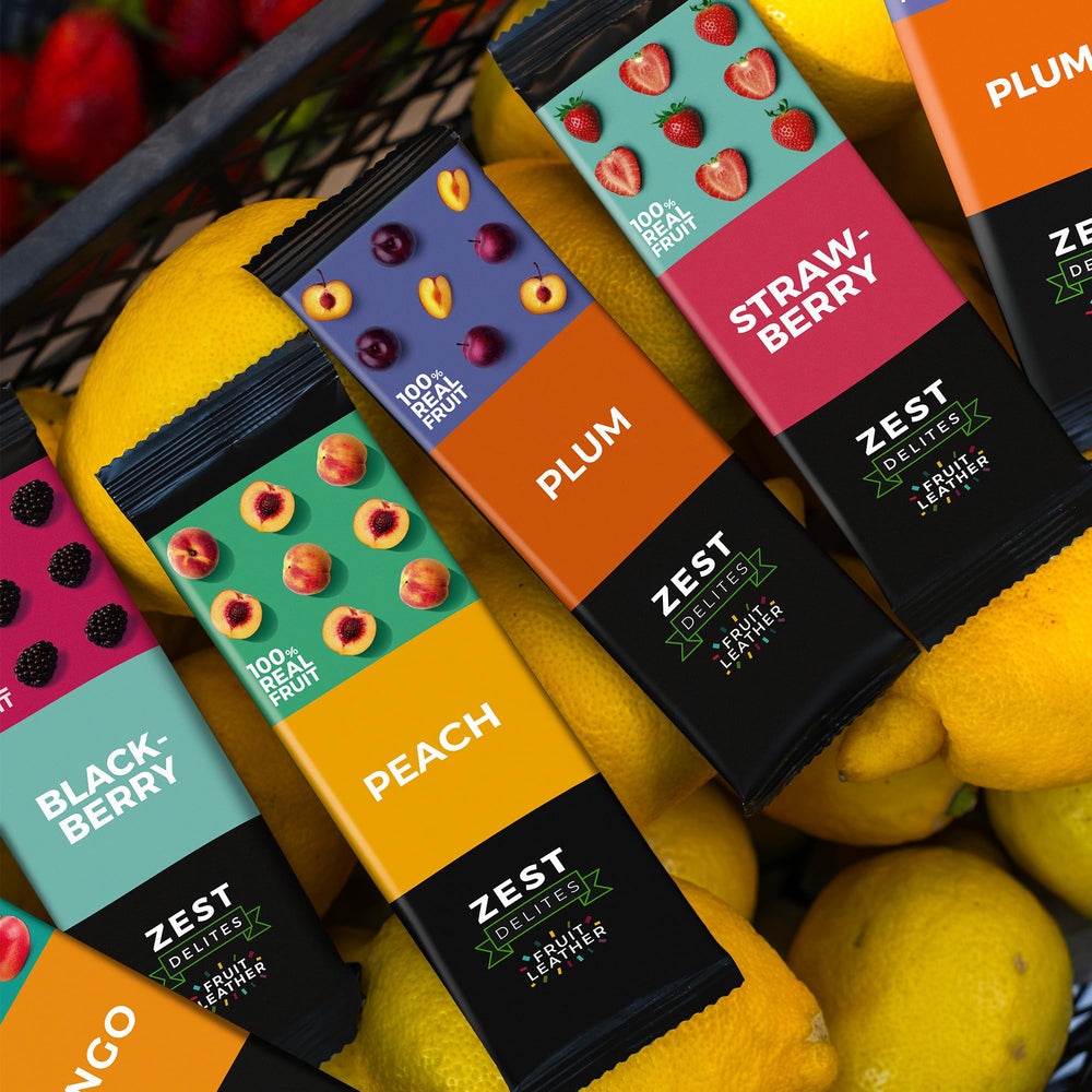 ZEST Delites textura cercana de la lámina frutal, aspecto natural