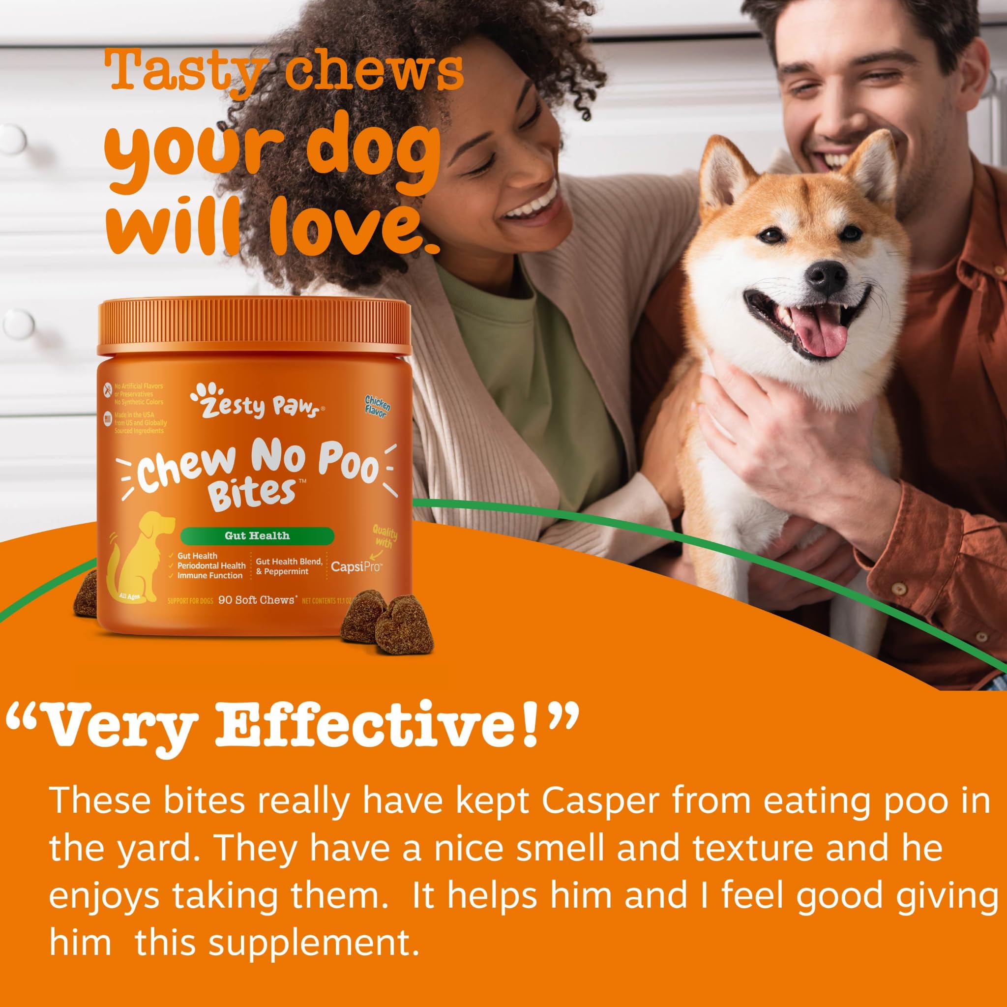 Zesty Paws comparación de tamaño con monedas para evaluar la porción