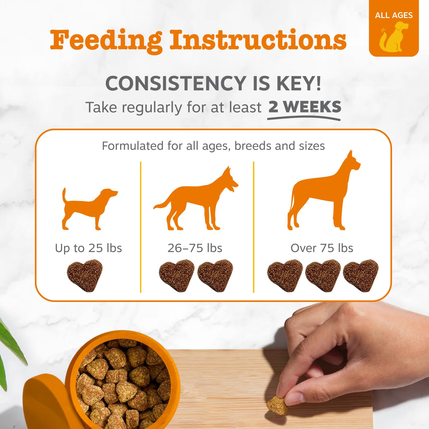 Zesty Paws etiqueta con ingredientes destacando EpiCor y probióticos