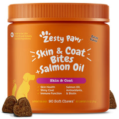 Zesty Paws frente del empaque mostrando frasco y beneficios visibles