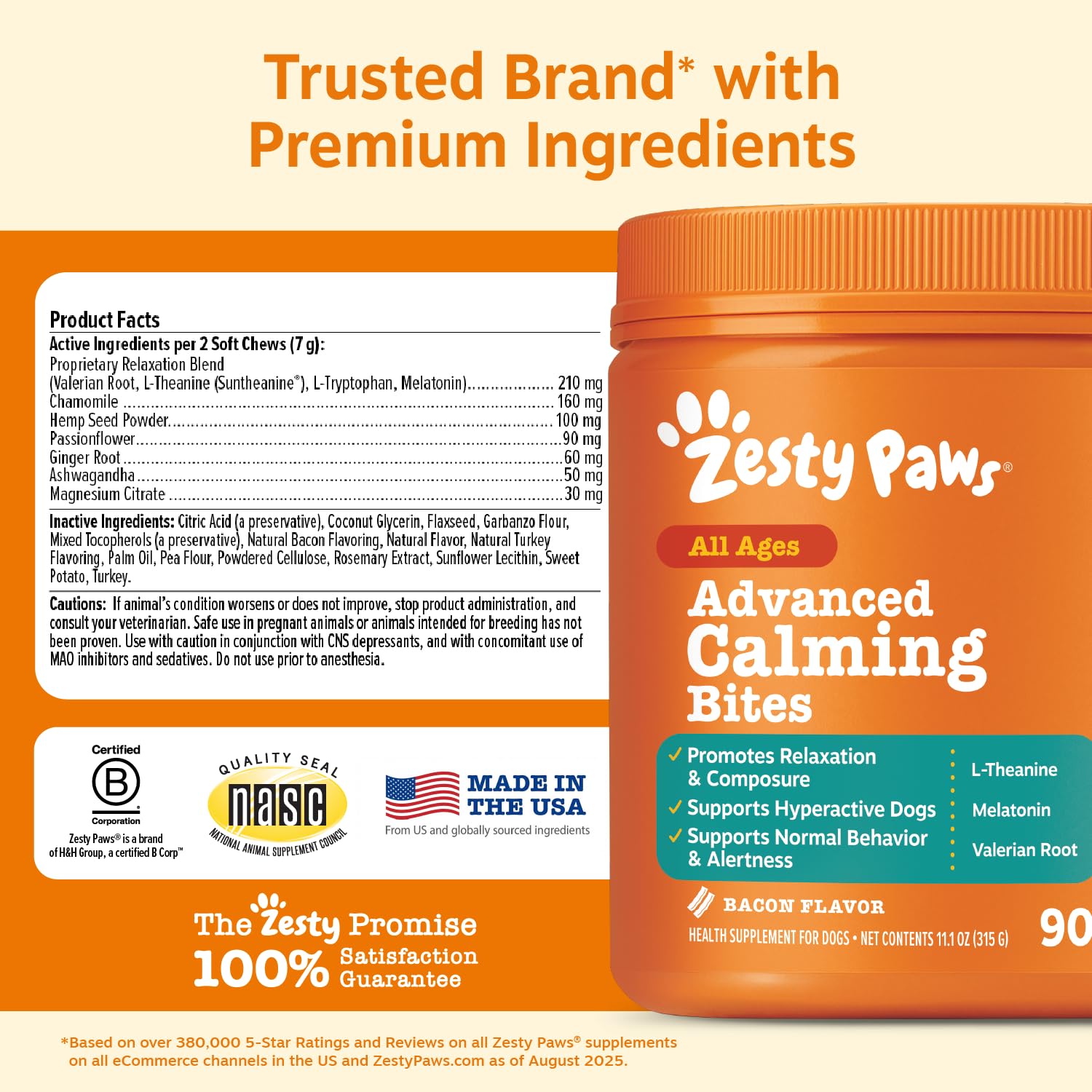 Zesty Paws tarro abierto mostrando masticables listos para ofrecer