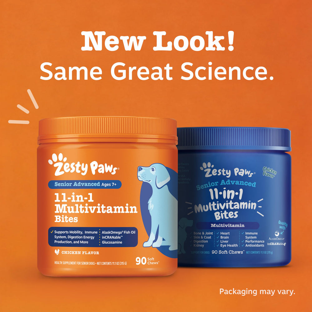 Zesty Paws masticable servido como premio diario, fomenta adherencia al suplemento