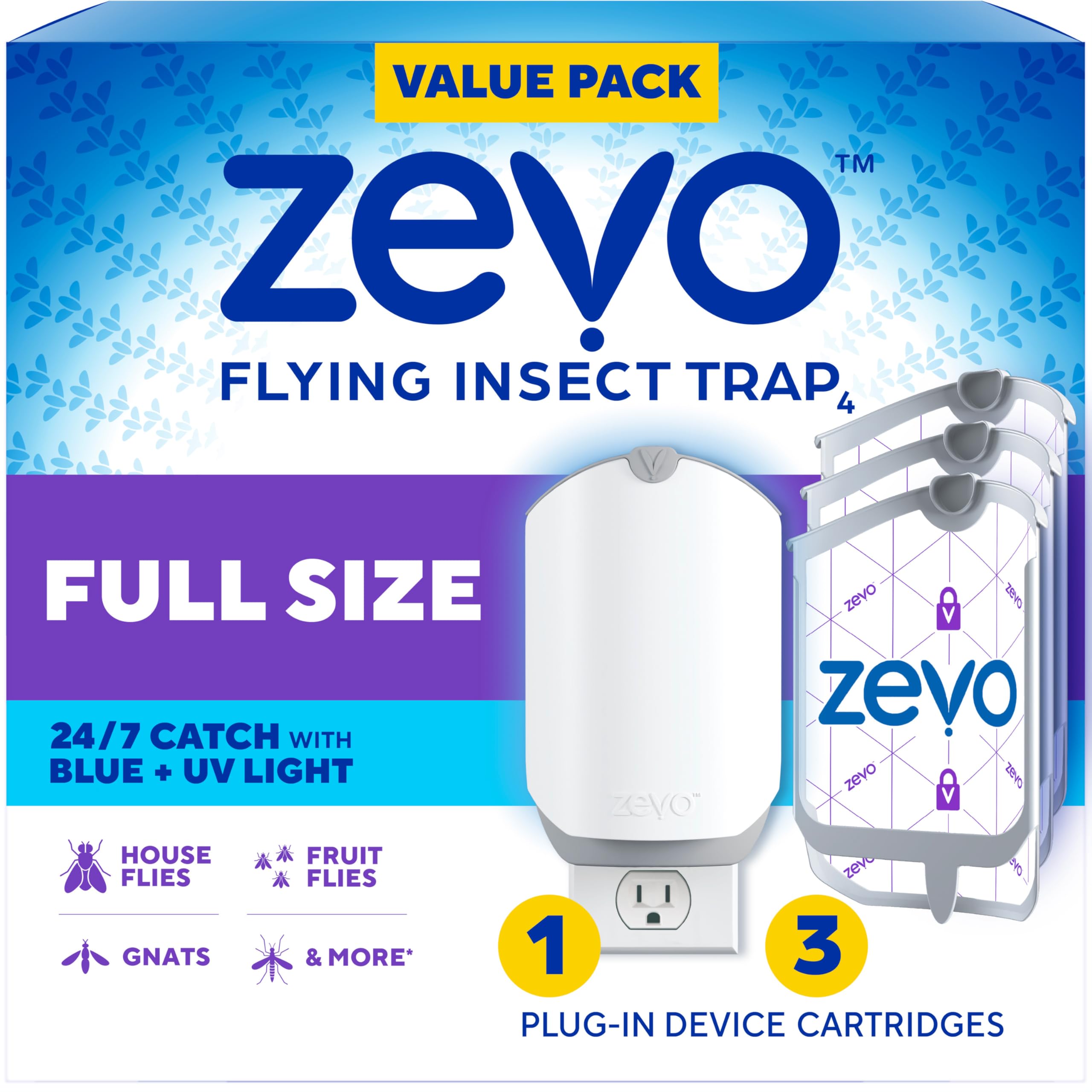 ZEVO trampa enchufable frontal mostrando diseño compacto y discreto