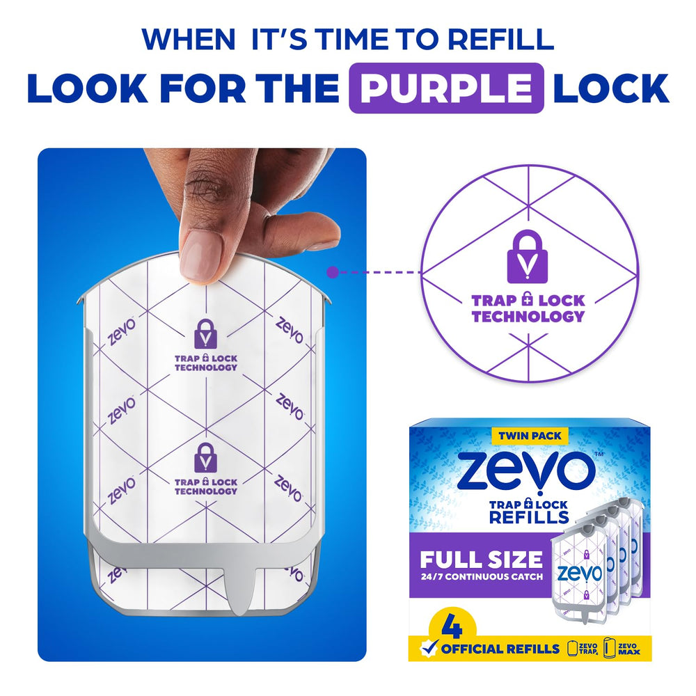 ZEVO etiqueta con instrucciones para instalar y desechar cartuchos