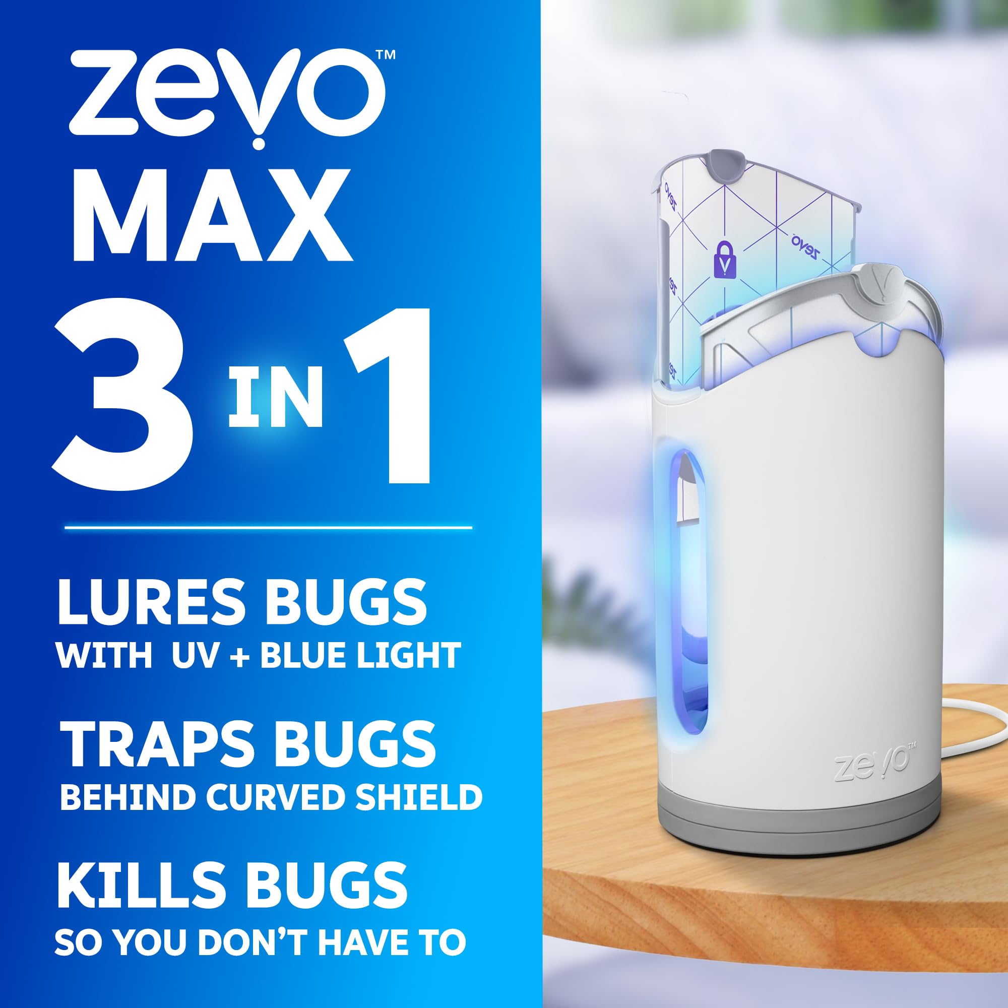 ZEVO luz azul/UV en detalle que atrae insectos eficazmente