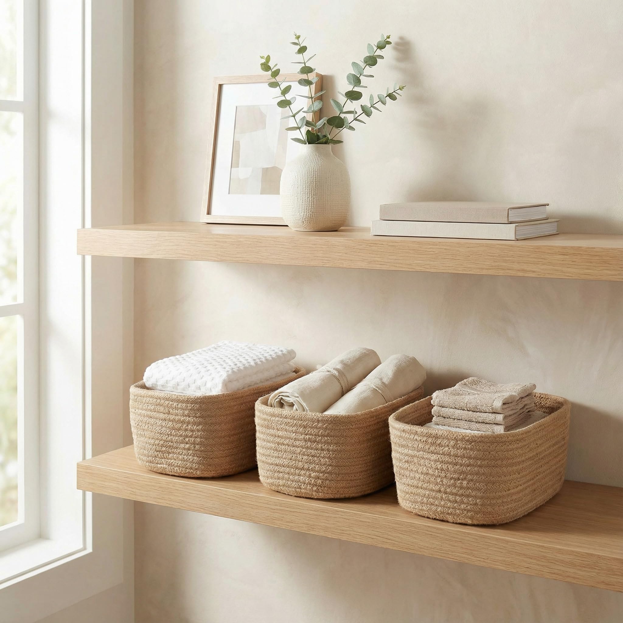 ZICOTO cesta en baño organizando toallas y productos con elegancia
