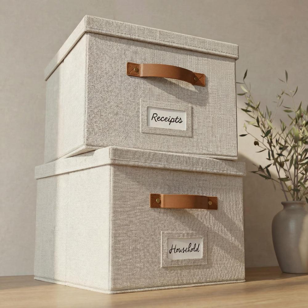 ZICOTO vista frontal del set de 2 cajas organizadoras elegante y funcional