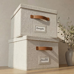 ZICOTO vista frontal del set de 2 cajas organizadoras elegante y funcional