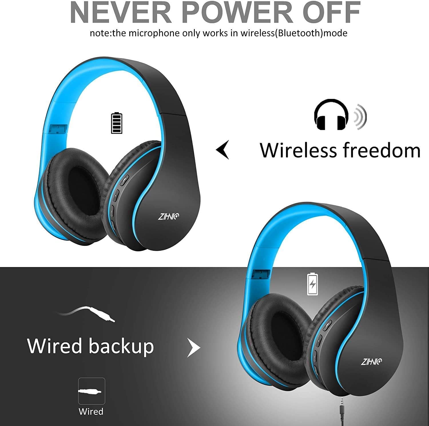 ZIHNIC usuario en exterior usando auriculares con sonido inmersivo y manos libres