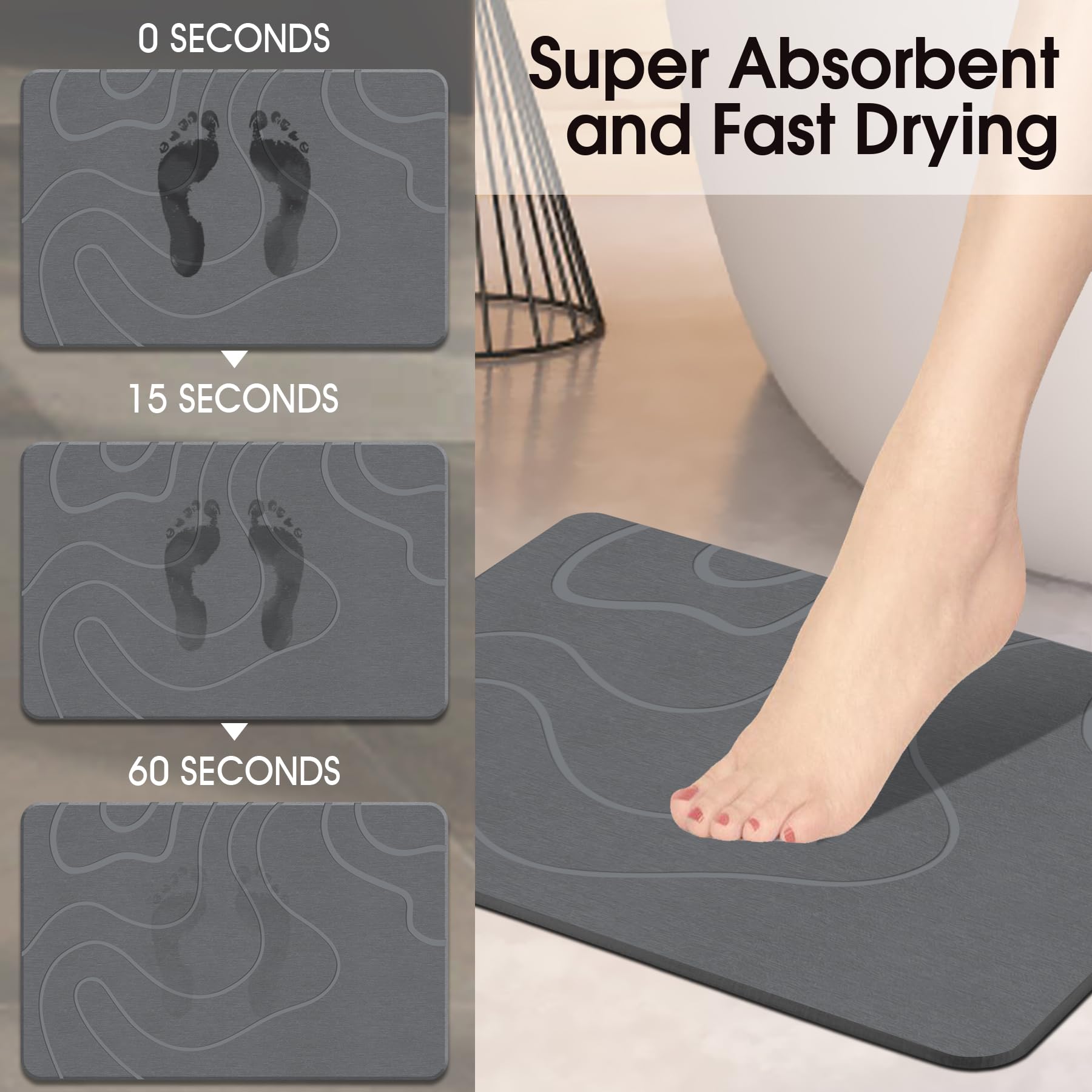 ZIKIBL alfombra colocada en baño moderno, estética minimalista y práctica