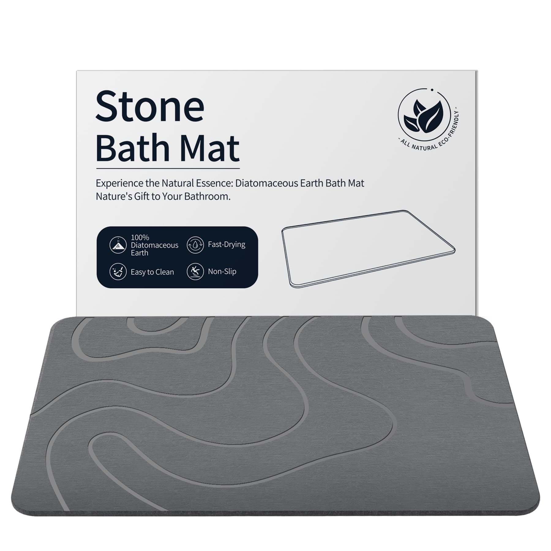 ZIKIBL alfombra piedra vista frontal, absorción rápida para baño seguro