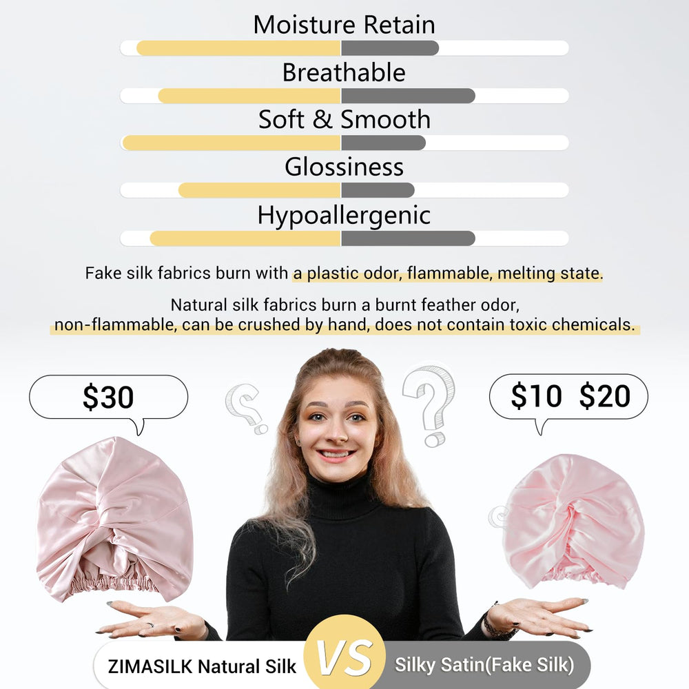 ZIMASILK gorro puesto por mujer durmiendo que protege el cabello