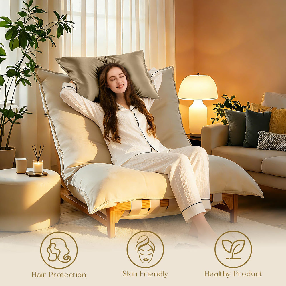 ZIMASILK pillowcase styled on bed in a bedroom scene showing comfort and refined aesthetic benefit