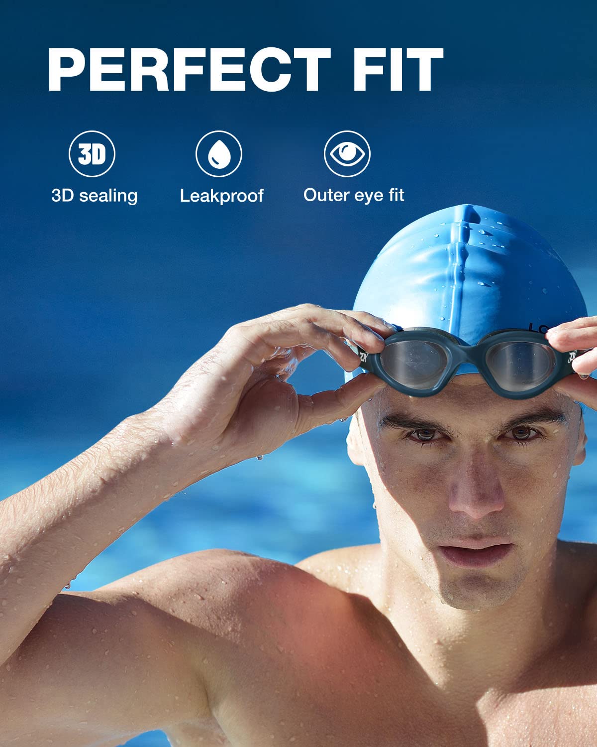 ZIONOR gafas en uso en piscina mostrando visión despejada y ajuste