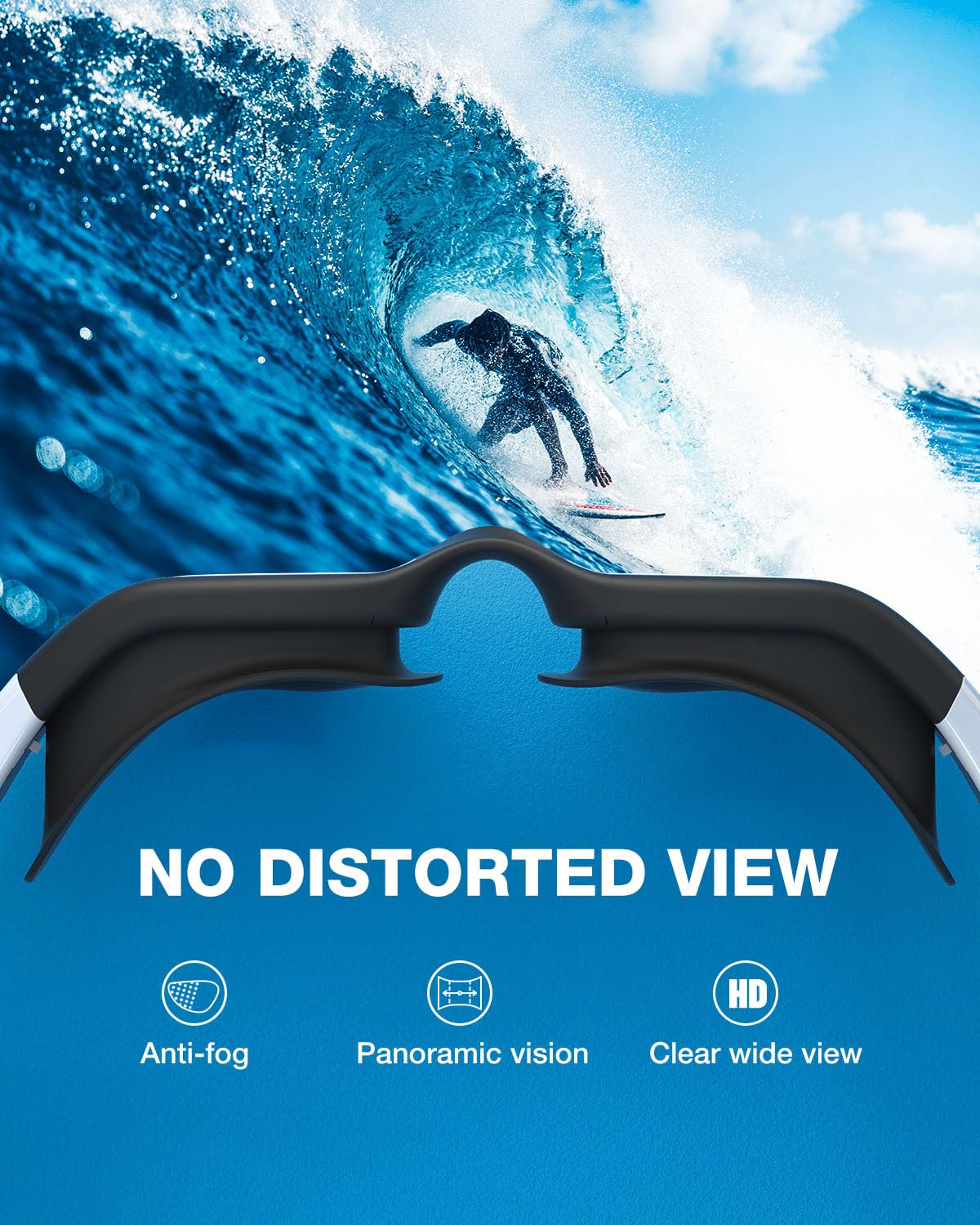 ZIONOR goggles worn in open water reducing sun glare for swimmer