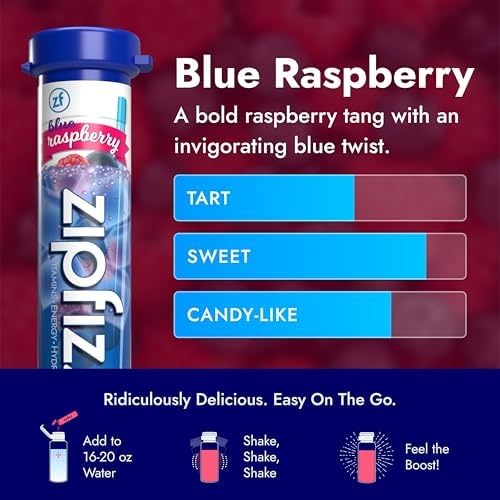 Zipfizz sobre junto a botella para comparar tamaño y facilidad de transporte
