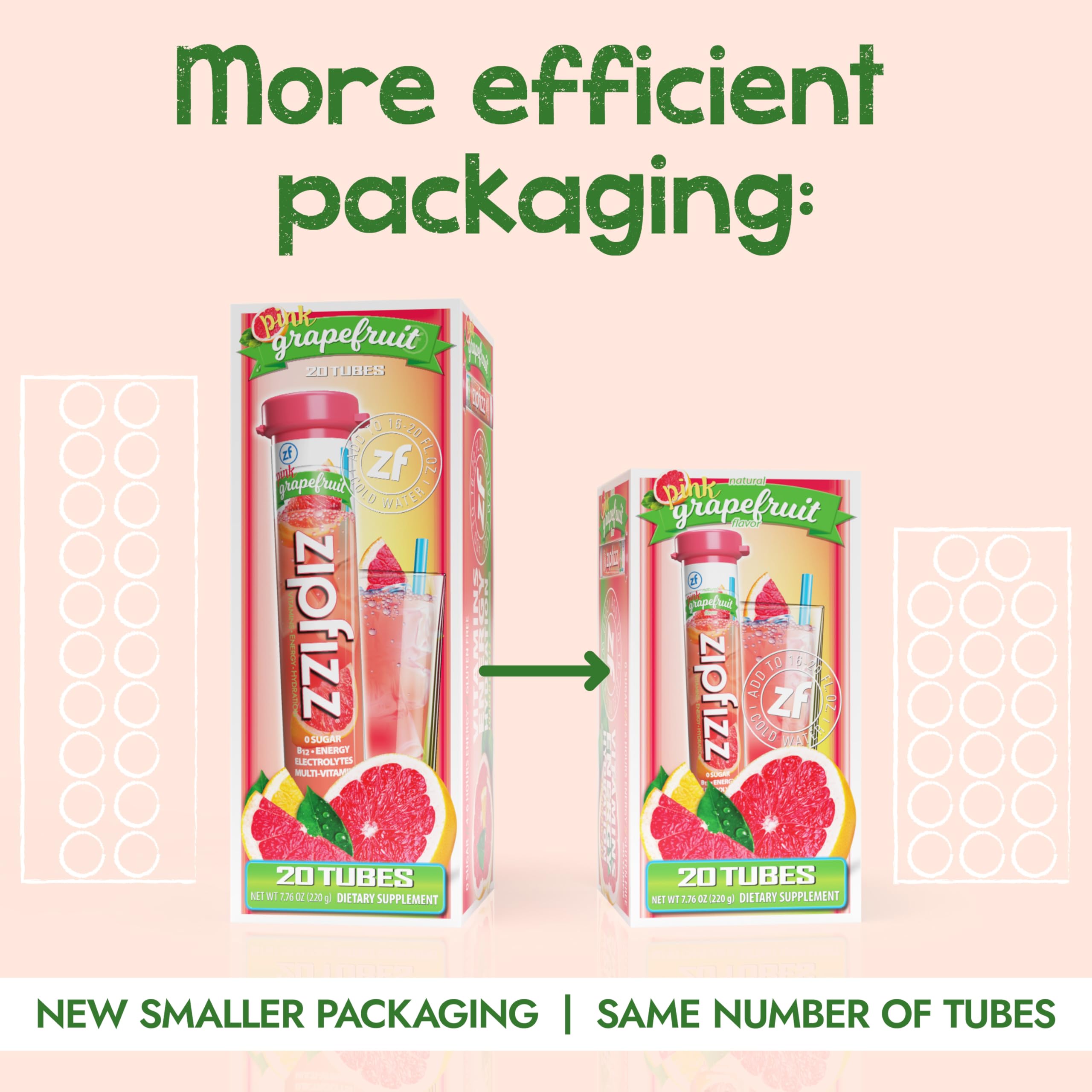 Zipfizz single tube beside box illustrating portable on-the-go energy
