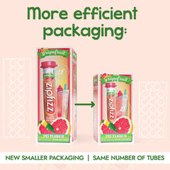 Zipfizz single tube beside box illustrating portable on-the-go energy