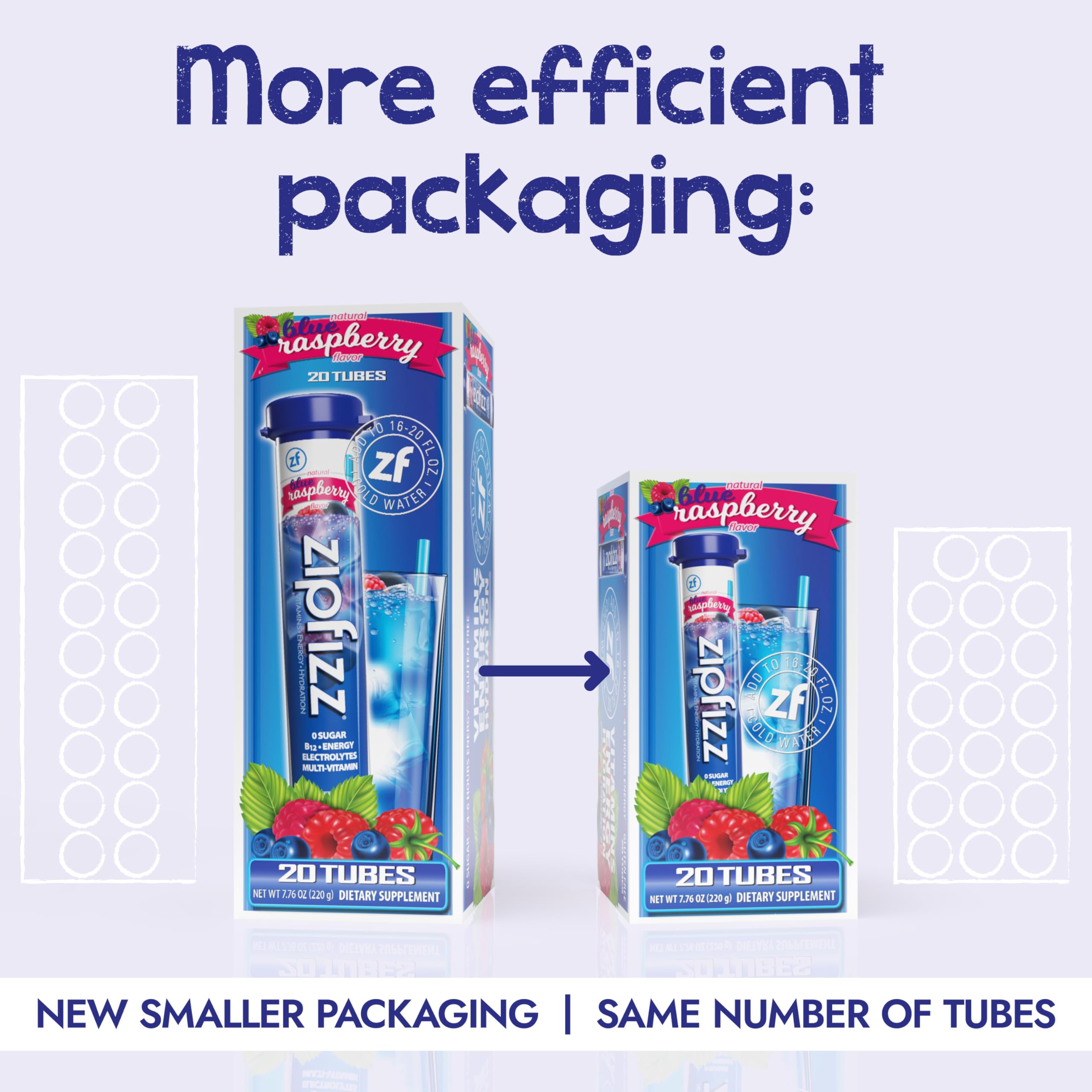 Zipfizz sobre abierto con polvo azul fino, mostrando textura y mezcla rápida