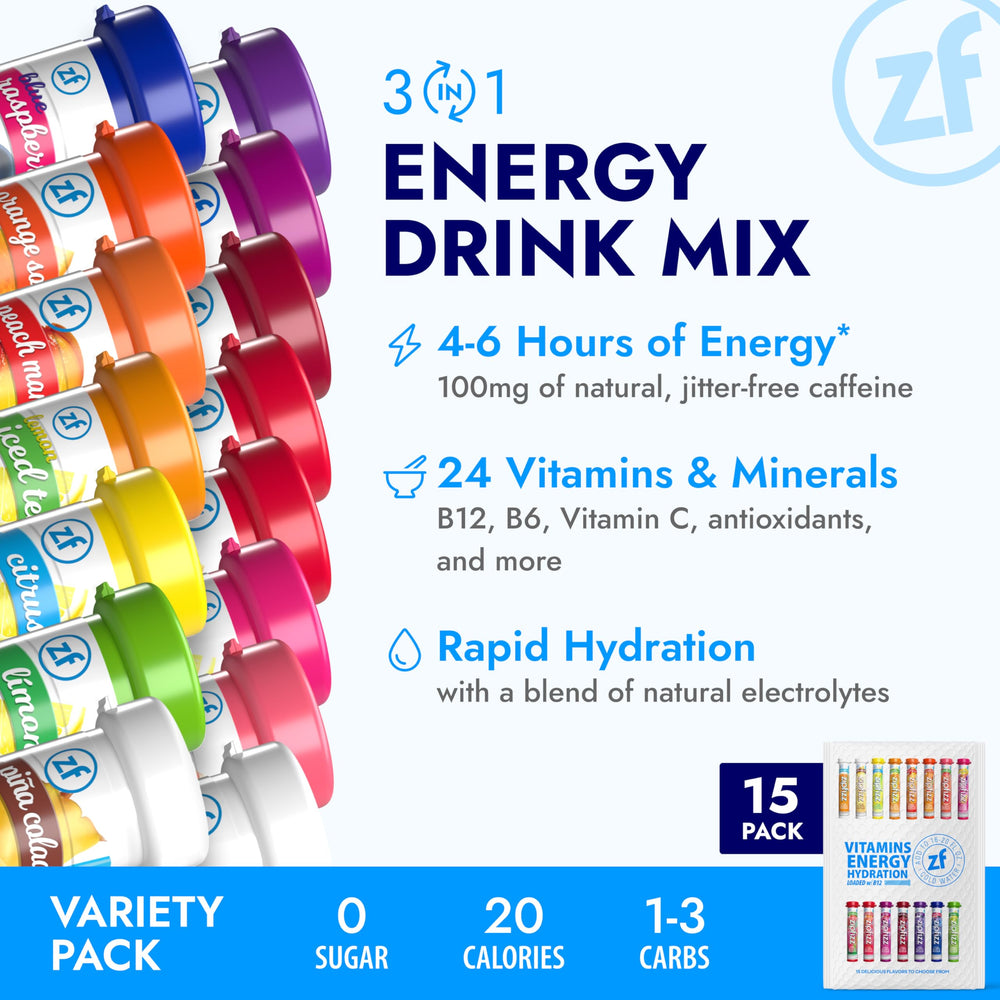 Zipfizz sobre individual abierto listo para mezclar, práctico y portátil