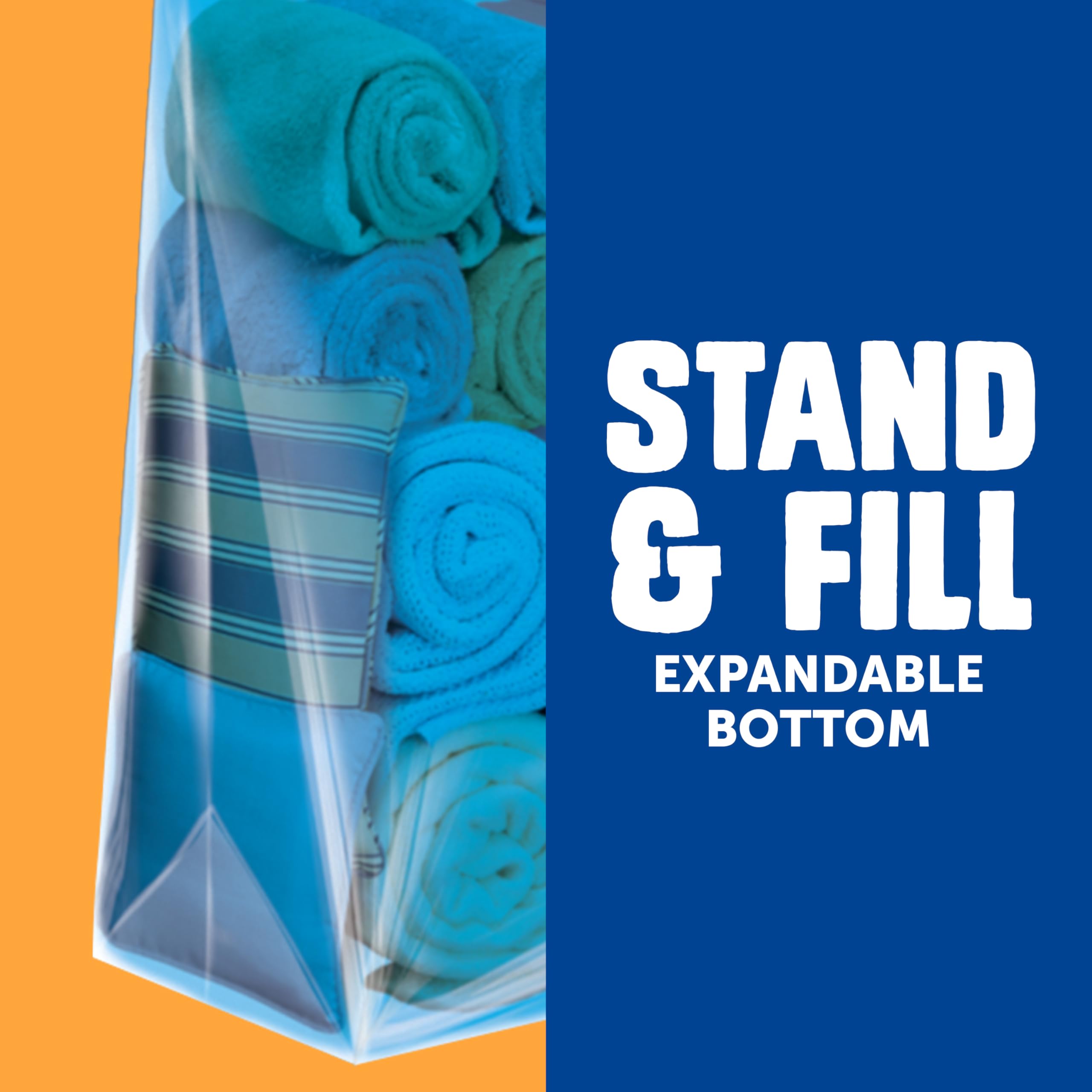 Ziploc bolsa junto a objetos para comparar la capacidad 20 galones XXXL
