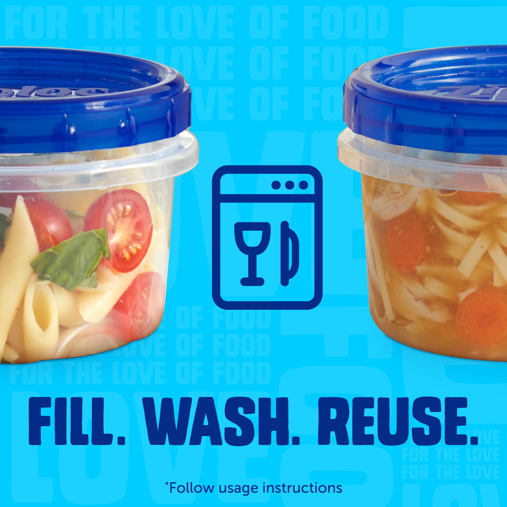 Ziploc contenedor con sopa cerrado, transporte seguro de líquidos