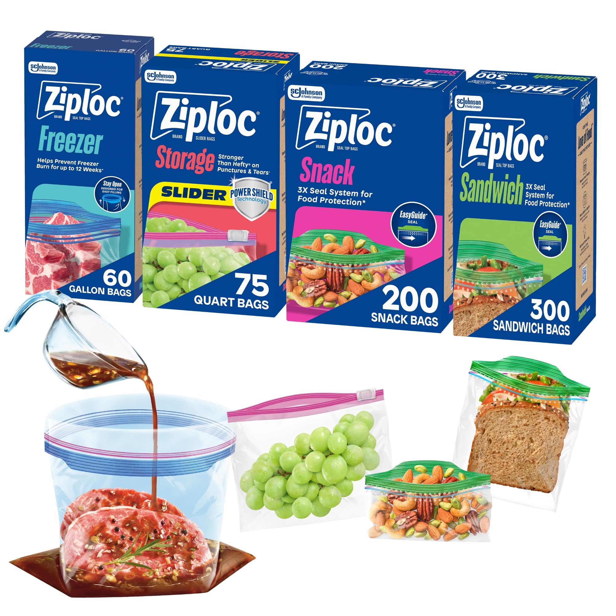 Ziploc empaque frontal que muestra el surtido y cantidad, fácil almacenamiento