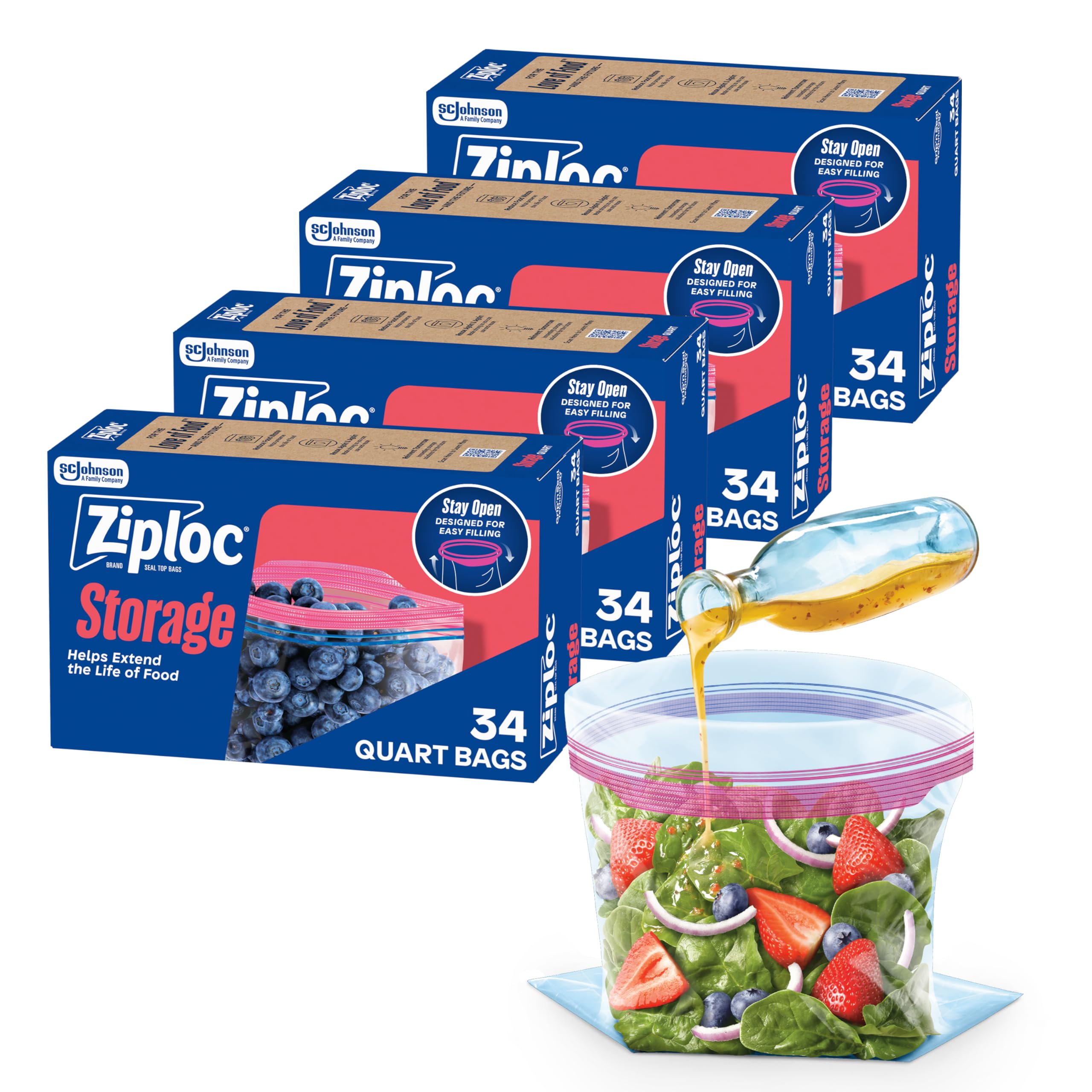 Ziploc frente de caja 136 unidades mostrando ahorro y cantidad