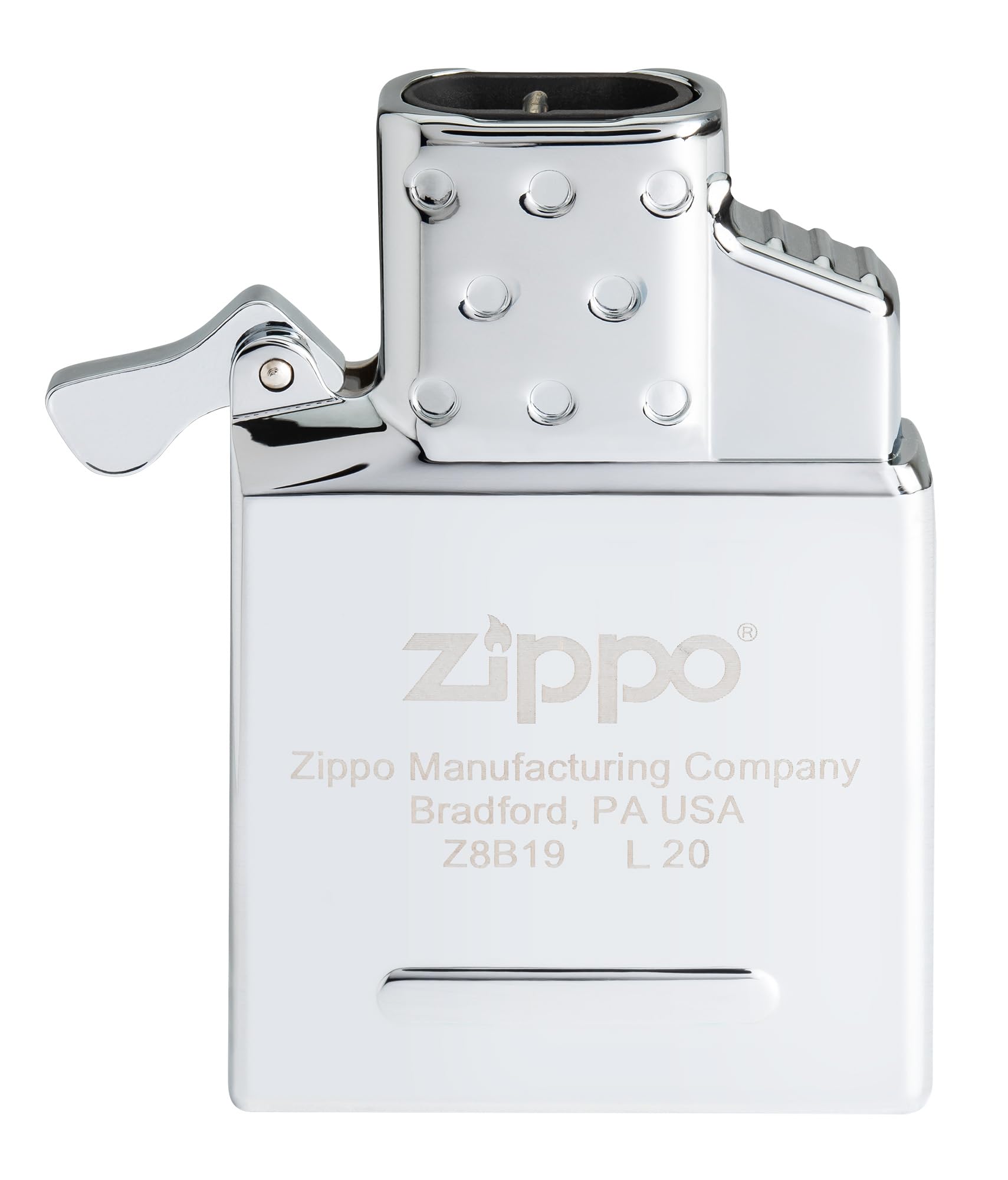 Insert Zippo Double Torch en mano demostrando resistencia al viento y doble calor Zippo