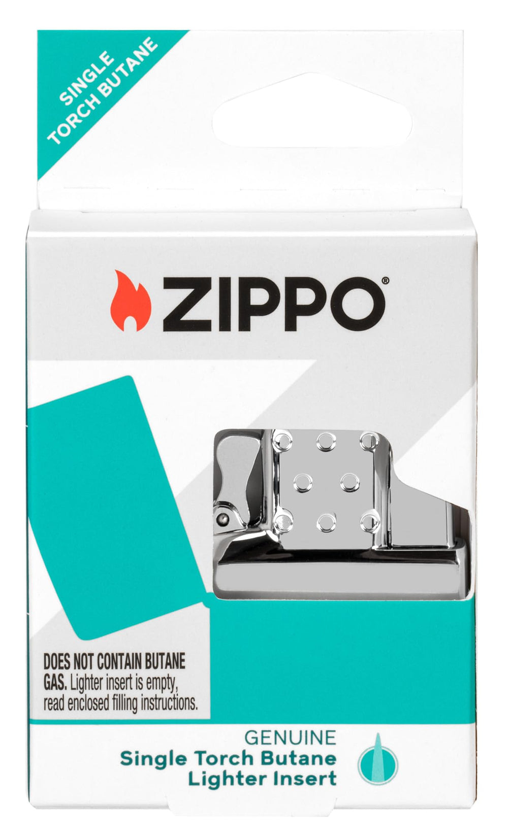 Vista superior del Zippo insert con válvula de recarga de butano visible